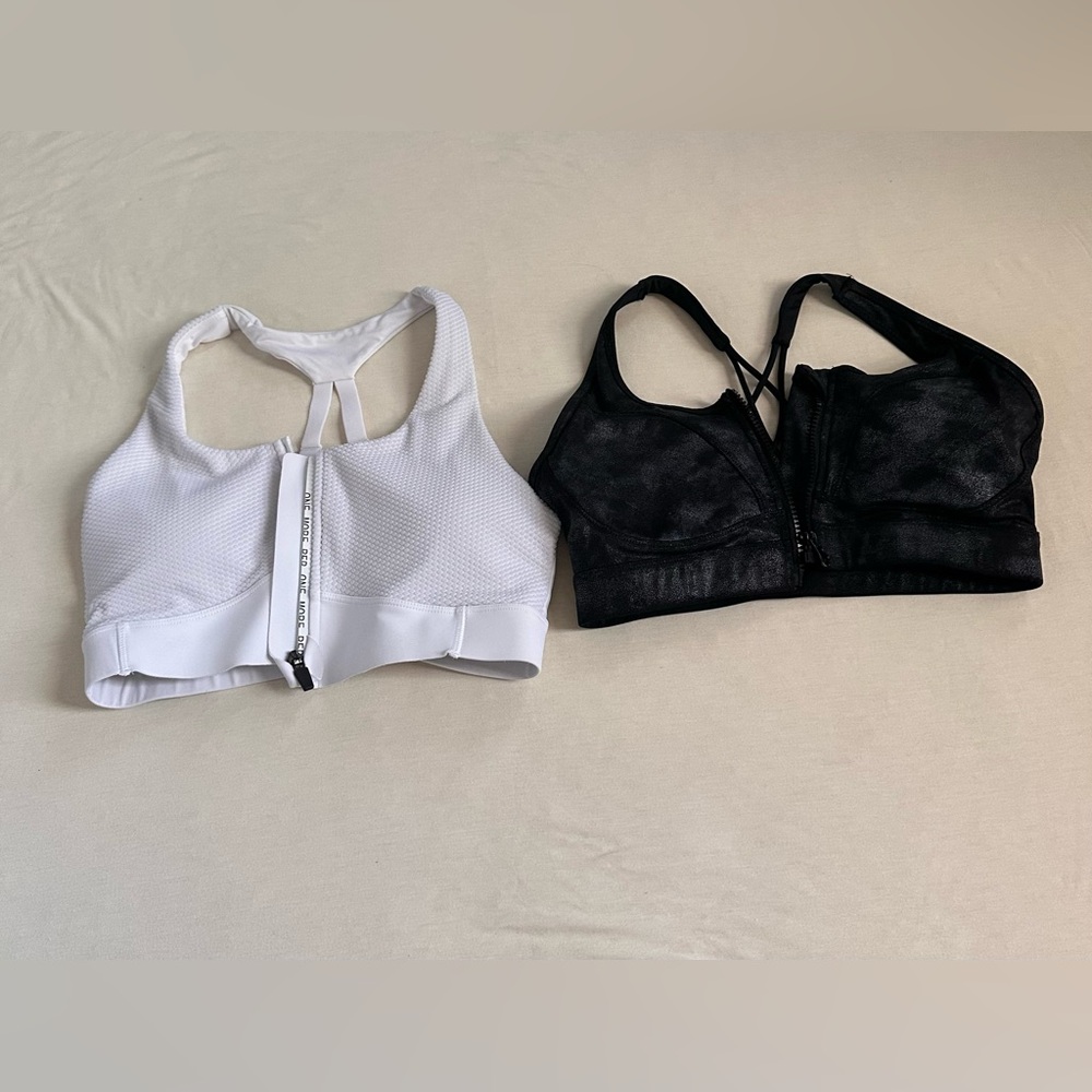 Front-Zip White Sports Bra - Women Tops